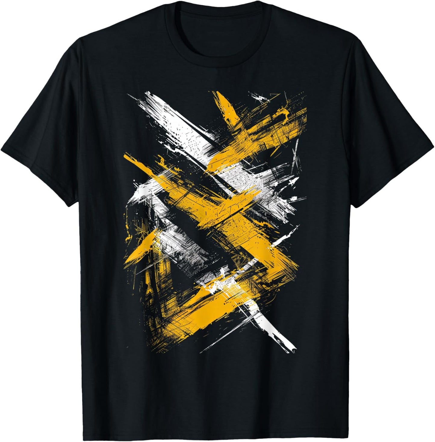 Yellow And Black Dynamic Art T-Shirt - T-Shirt | Black
