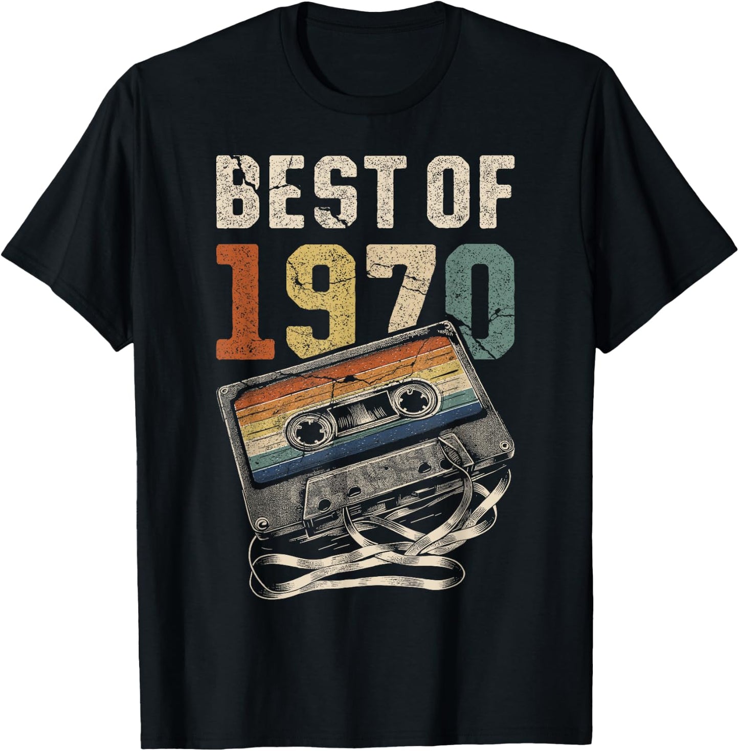 Best of 1970 Cassette 56 Years Music Retro Birthday T-Shirt - T-Shirt | Black