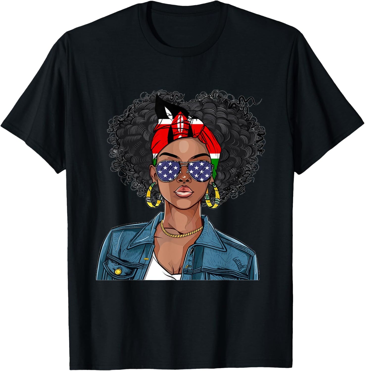 Kenyan Flag Souvenirs Woman American Dress Girl Kenya T-Shirt - T-Shirt | Black