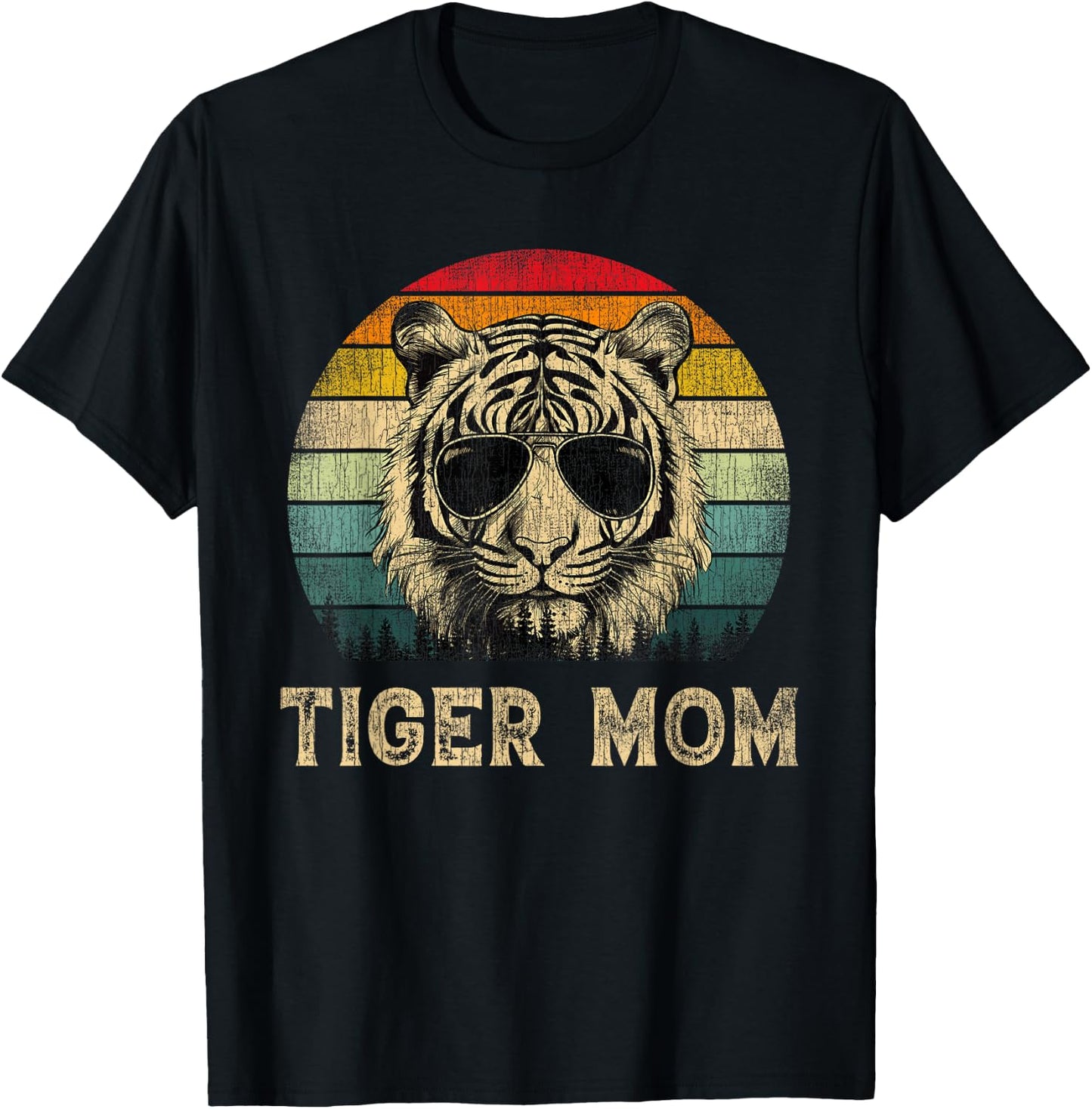 Vintage Tiger Mom Tiger Lovers Mommy Mother's Day T-Shirt - T-Shirt | Black