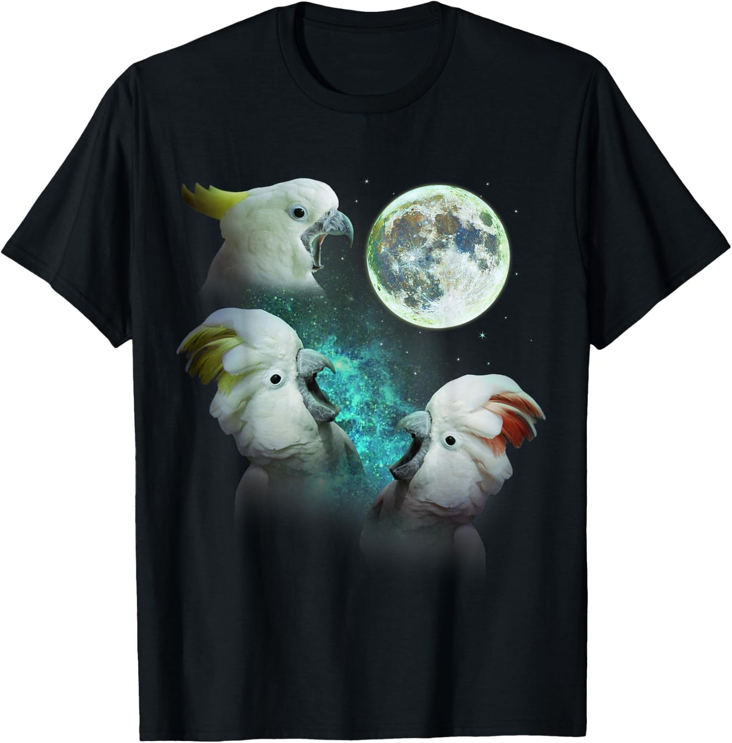 Three Cockatoos Howl At Moon 3 Wolf - Wolves Parody T-Shirt - T-Shirt | Black