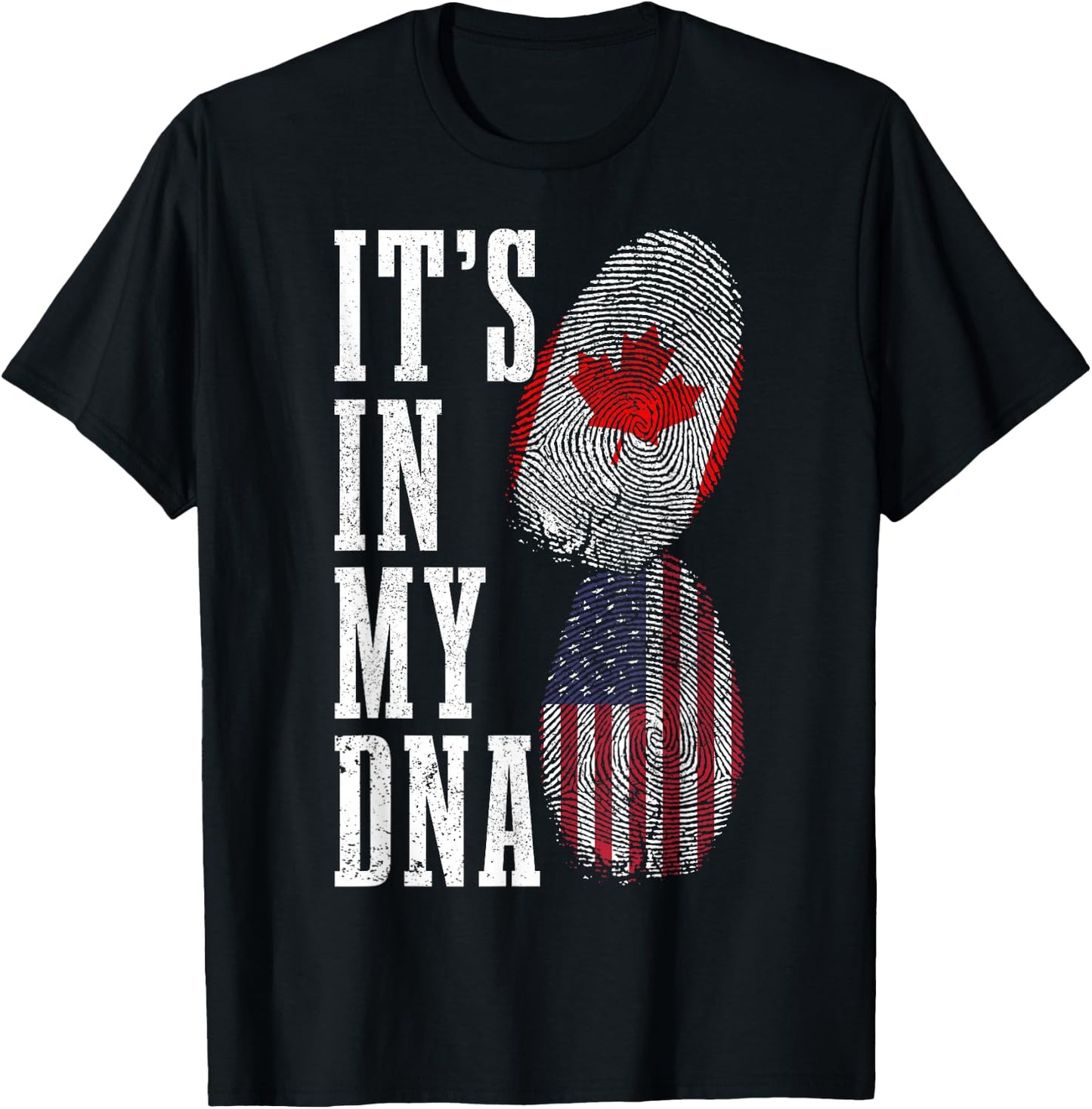 Canada USA It's In My DNA Canadian American Flag Pride T-Shirt - T-Shirt | Black
