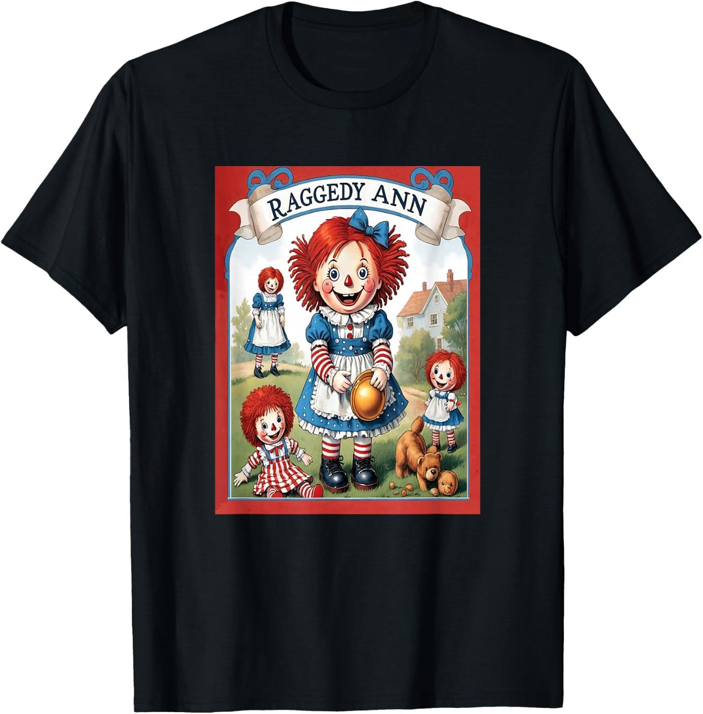 Children's Rag Doll Story Raggedy Ann Stories , Small, Black T-Shirt - T-Shirt | Black
