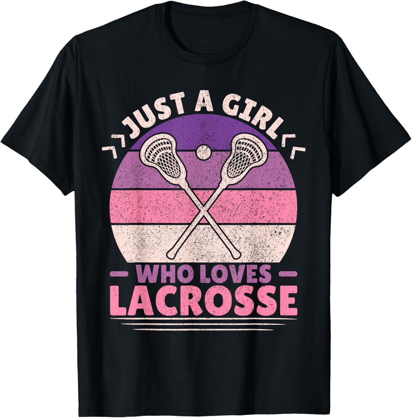 Just A Girl Who Loves Lacrosse Player Lax Lovers Lacrosse T-Shirt - T-Shirt | Black
