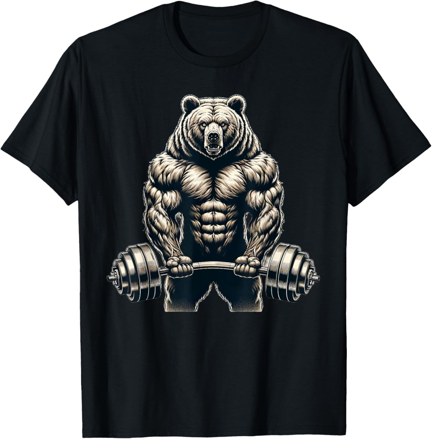 Bear Powerlifting Weightlifting Gym Workout T-Shirt - T-Shirt | Black