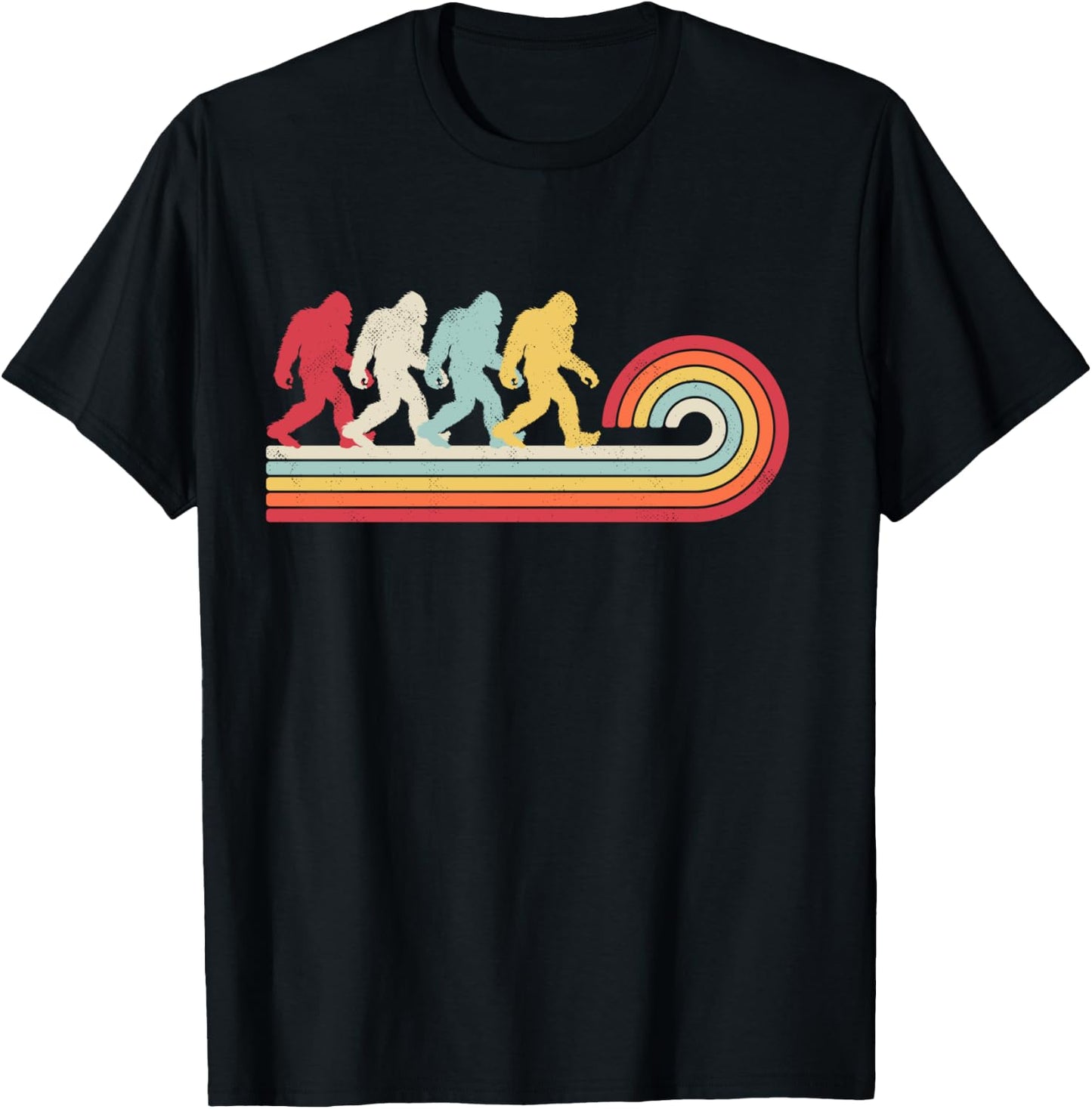 Bigfoot Retro Vintage 70s 80s Sasquatch Lovers Men Women T-Shirt - T-Shirt | Black
