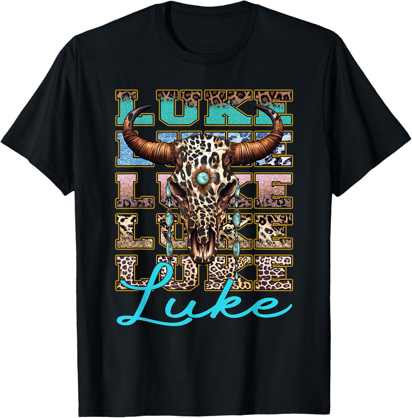 Luke Longhorn Southern Western 90s Style T-Shirt - T-Shirt | Black