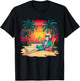 Funny Skeleton On Tropical Island Beach Retro Women Kids T-Shirt - T-Shirt | Black