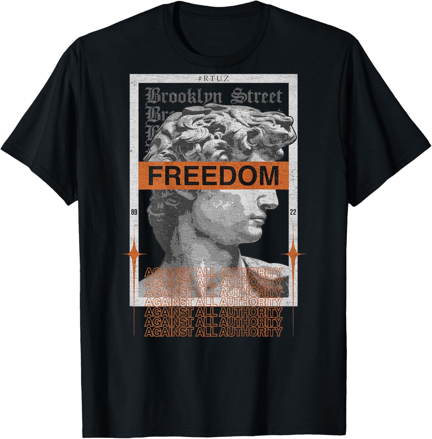 Hip Hop Vintage Hipster Edgy Urban Y2K Back Print Streetwear T-Shirt - T-Shirt | Black