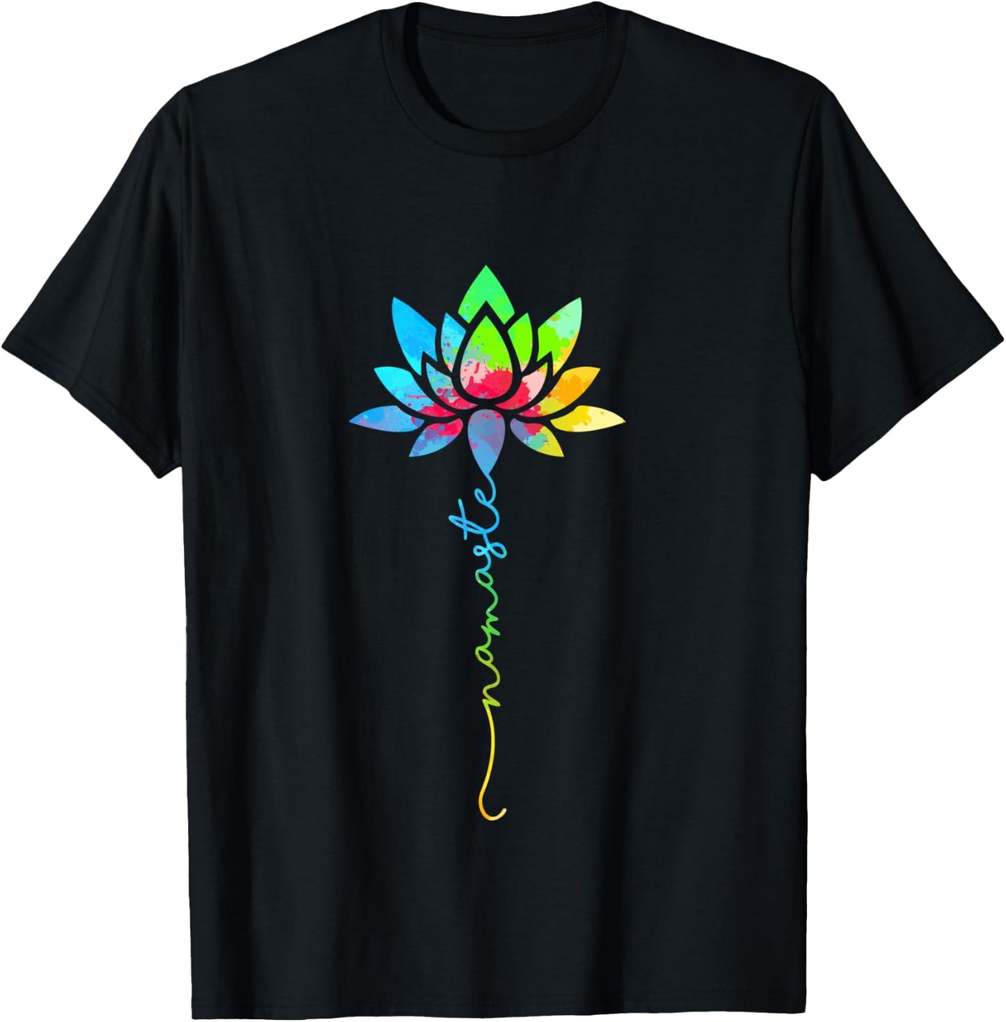 Namaste Rainbow Mandala Lotus Flower Meditation Yoga T-Shirt - T-Shirt | Black