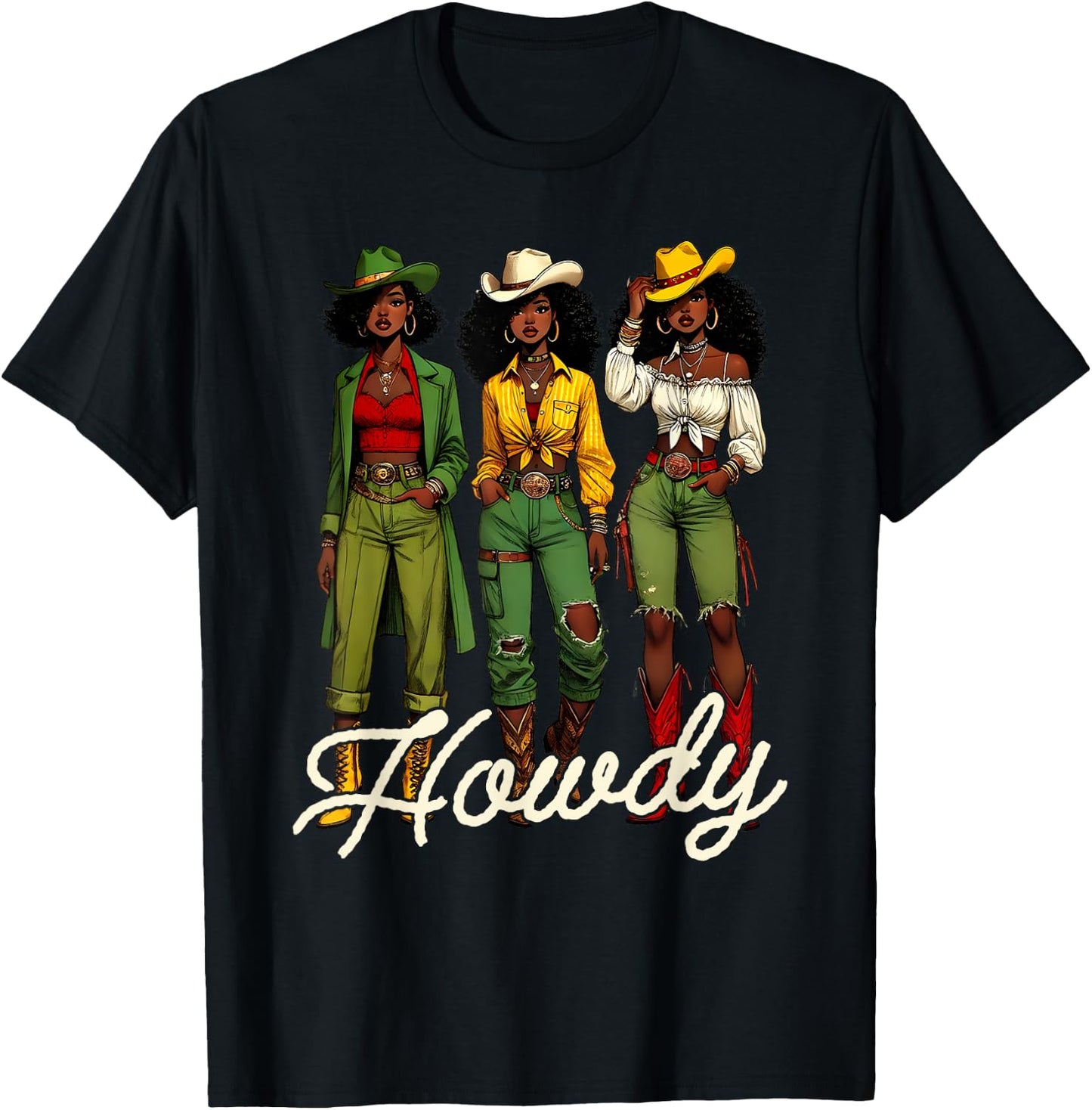 Black Cowgirl Western Rodeo Melanin Juneteenth Black History T-Shirt - T-Shirt | Black
