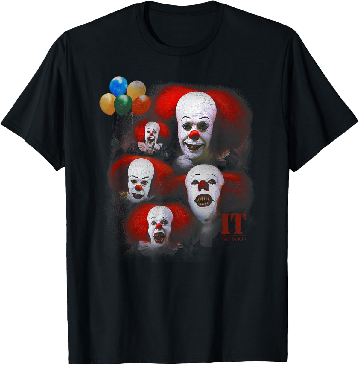 Popfunk IT (1990) Many Faces of Pennywise - Black - -Adults - Small T-Shirt - T-Shirt | Black