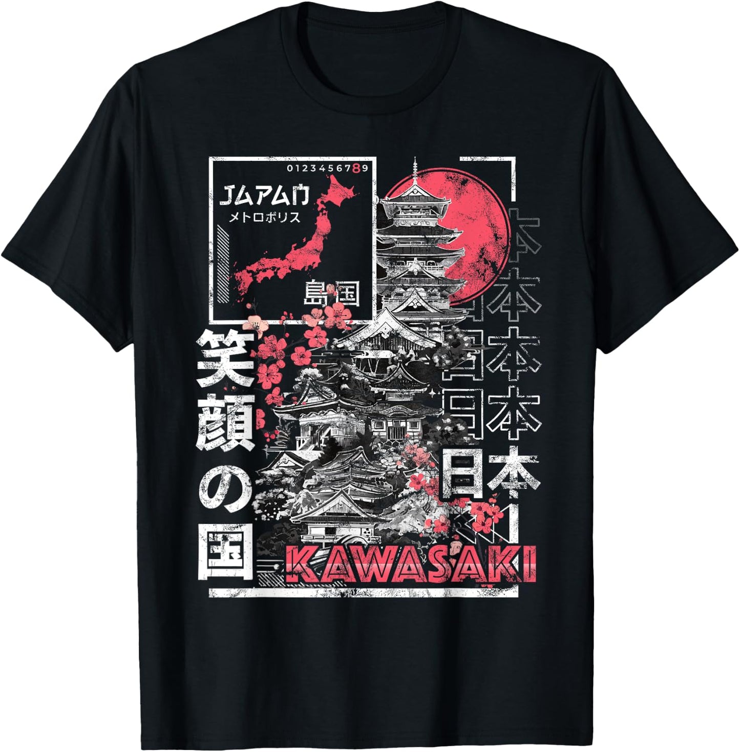 Kawasaki City 90s Retro Japan Aesthetics 80s Kawasaki T-Shirt - T-Shirt | Black