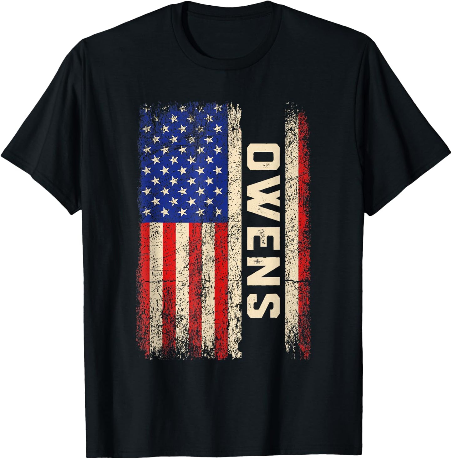 Owens Last Name Shirt Owens Name American Flag Women Kids Men T-Shirt - T-Shirt | Black