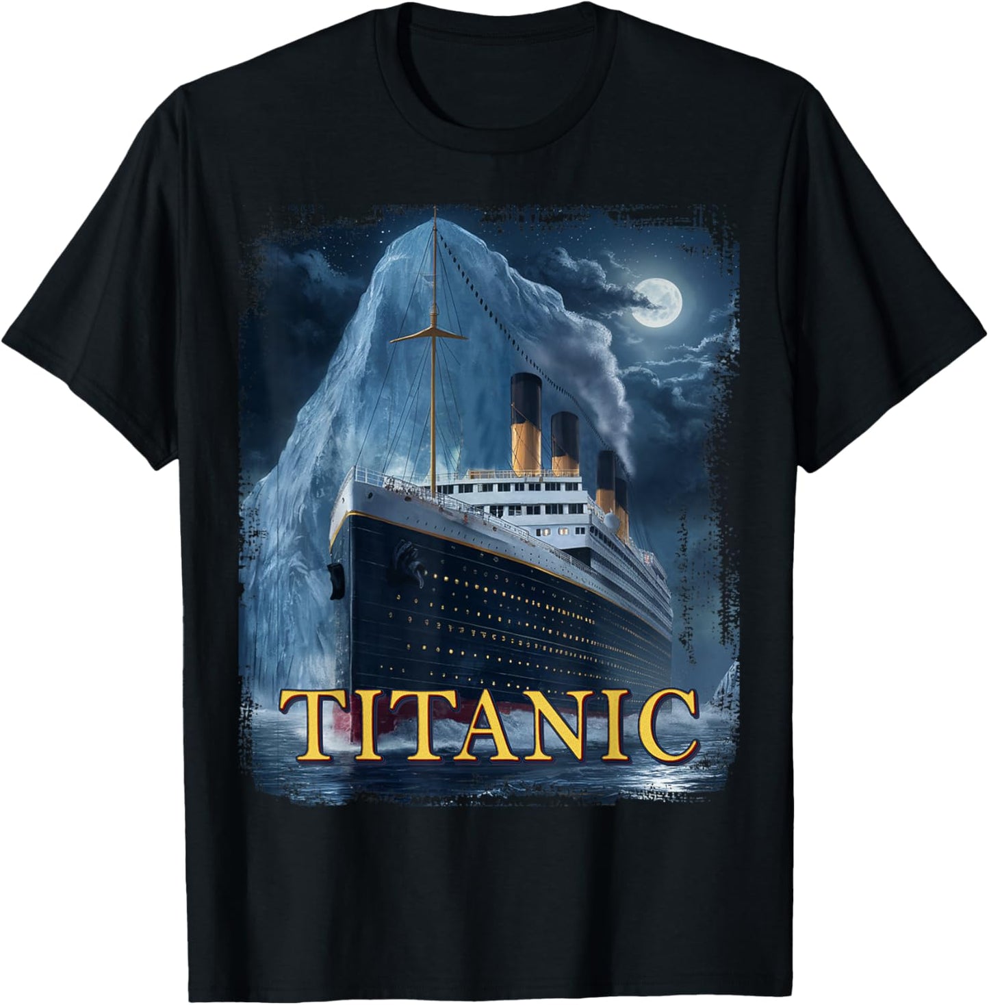 Titanic Cruise Ship Graphic Hit Iceberg April 15th 1912 , Small, Black T-Shirt - T-Shirt | Black