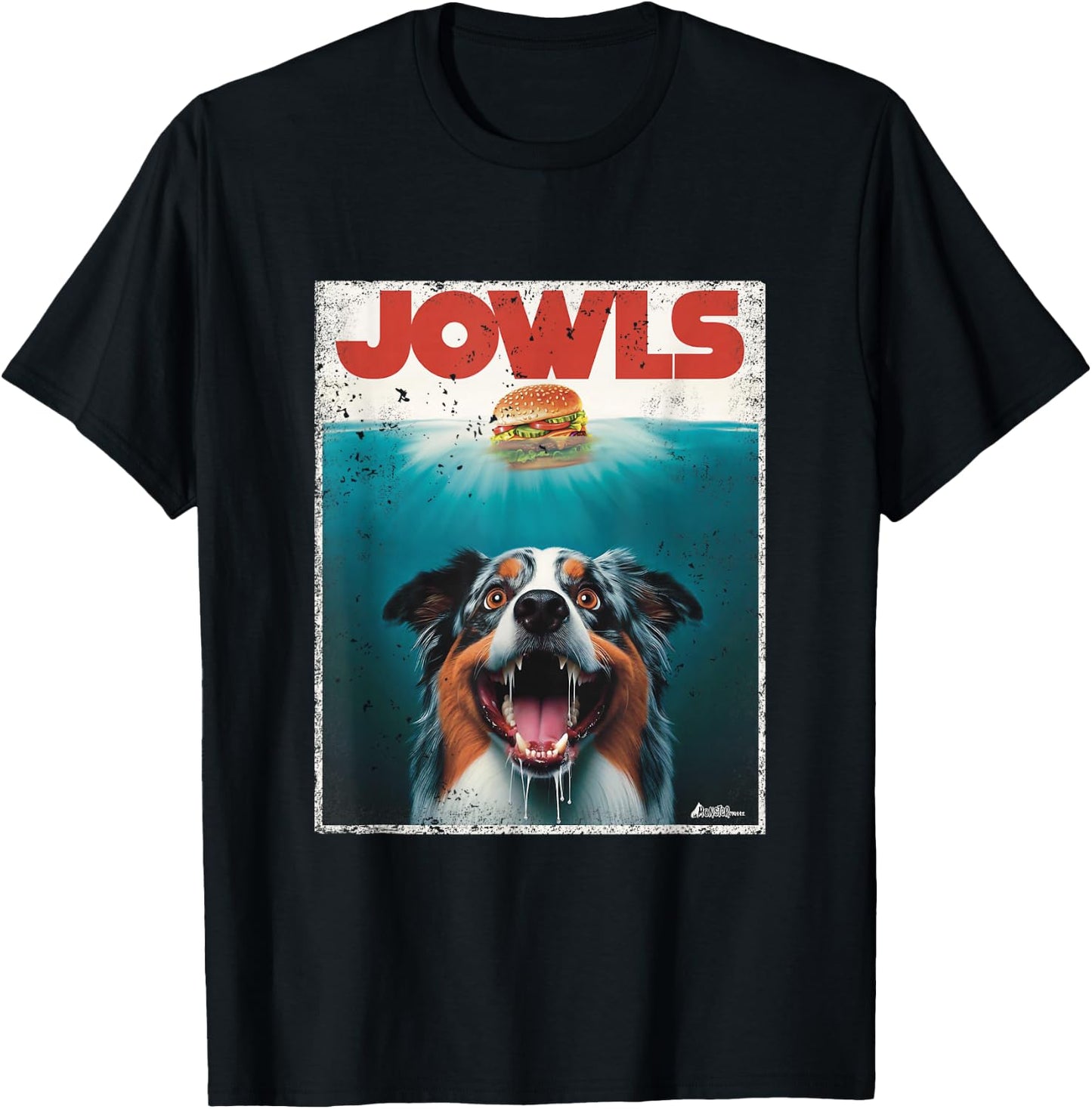 Funny Aussie Jowls Australian Shepherd Fur Baby Mom Dog Dad T-Shirt - T-Shirt | Black