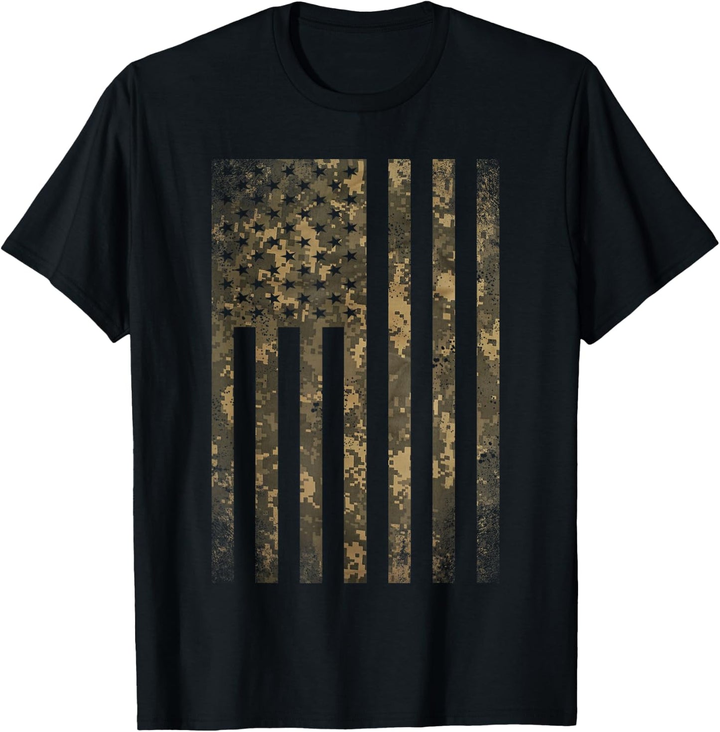 Camouflage American Flag Print Camo Military Tactical Gifts Small T-Shirt - T-Shirt | Black