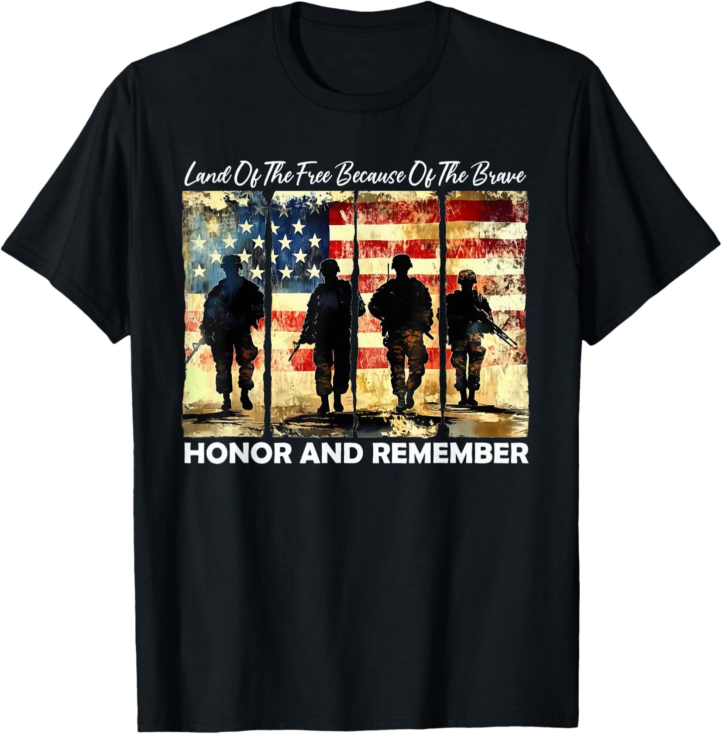 Land Of The Free Because Of The Brave Honor And Remember T-Shirt - T-Shirt | Black