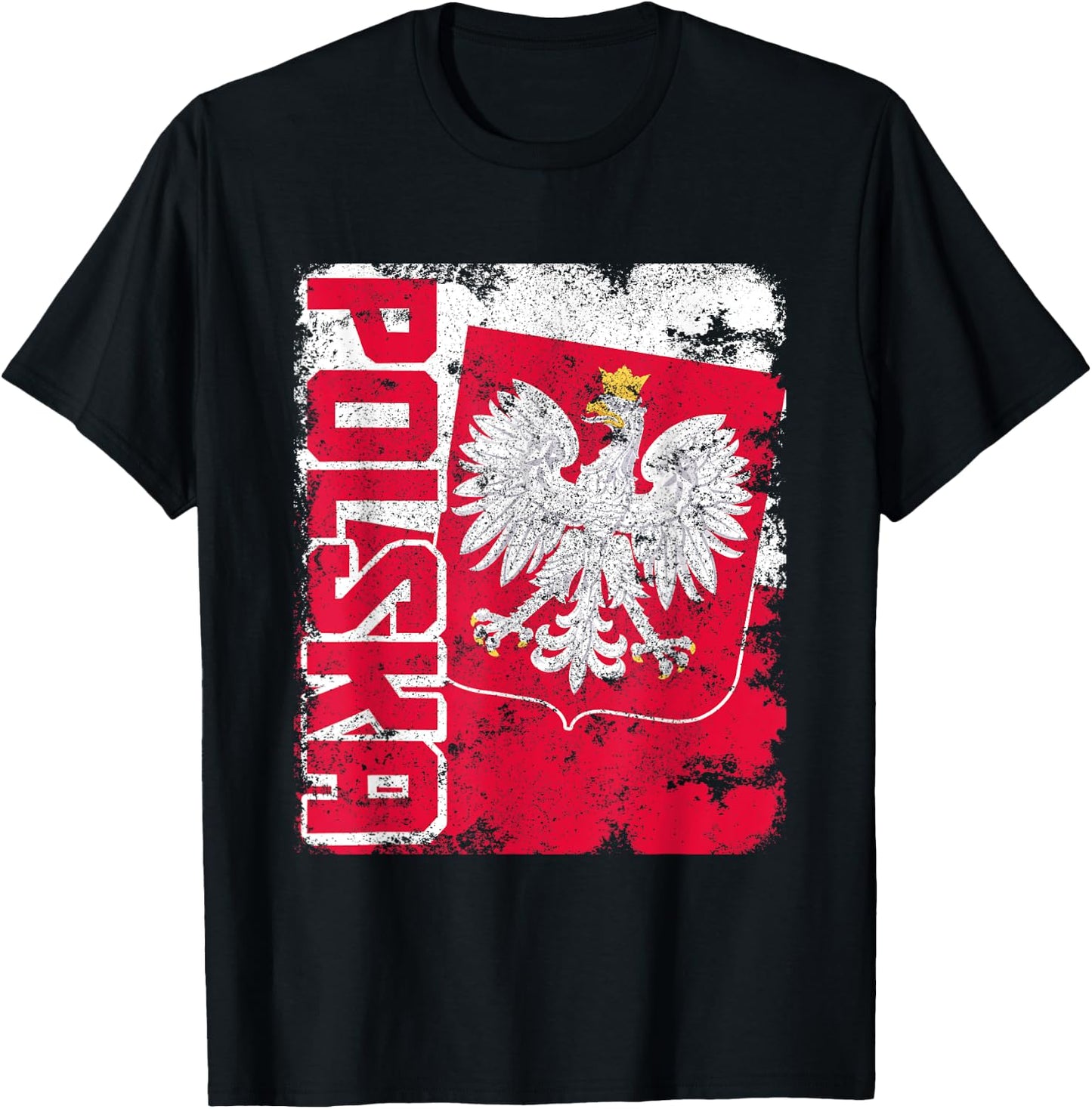 Polska Poland Flag Pride Eagle Polish Roots T-Shirt - T-Shirt | Black