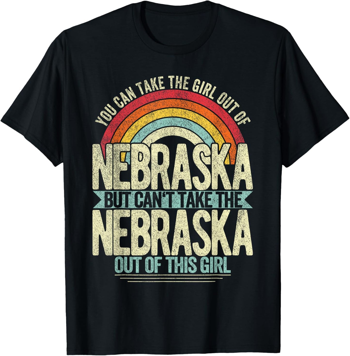 Retro Girl Out Of Nebraska Hometown Home Nebraska T-Shirt - T-Shirt | Black