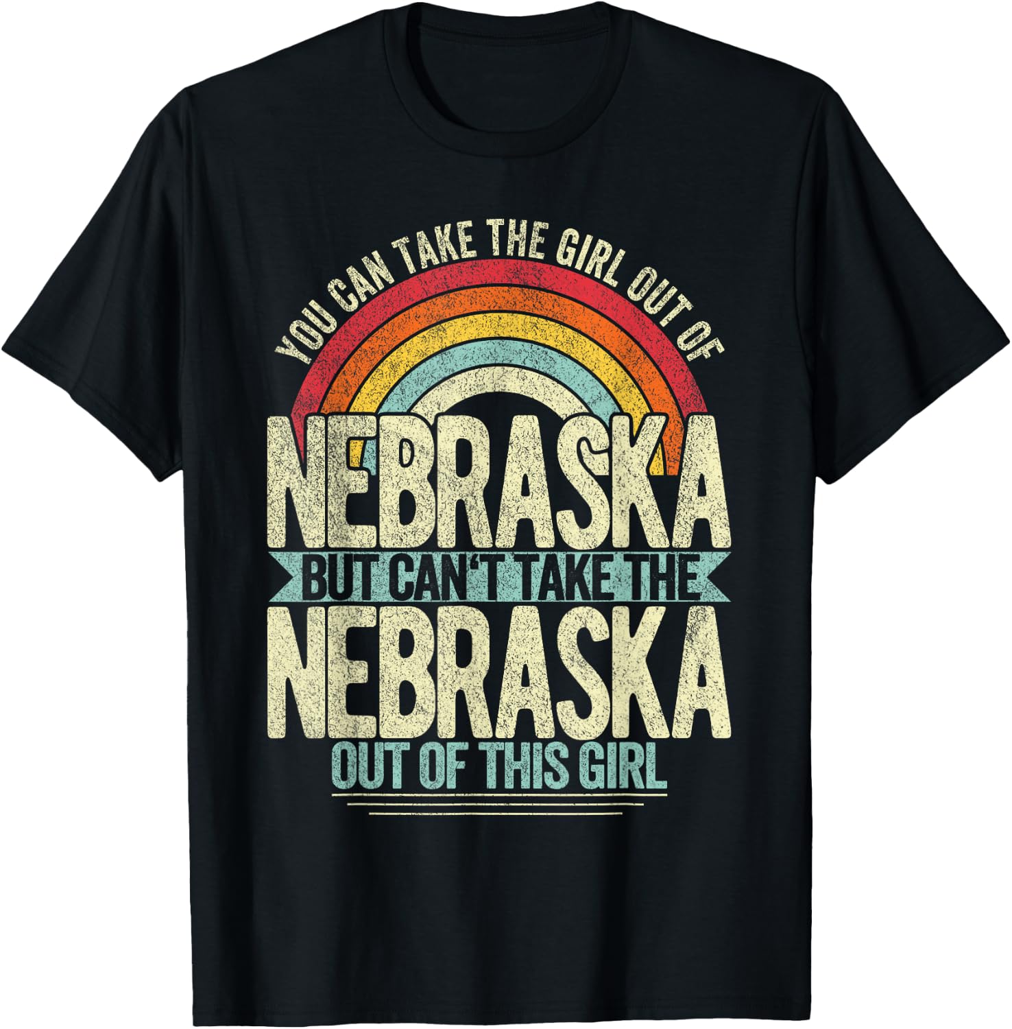 Retro Girl Out Of Nebraska Hometown Home Nebraska T-Shirt - T-Shirt | Black
