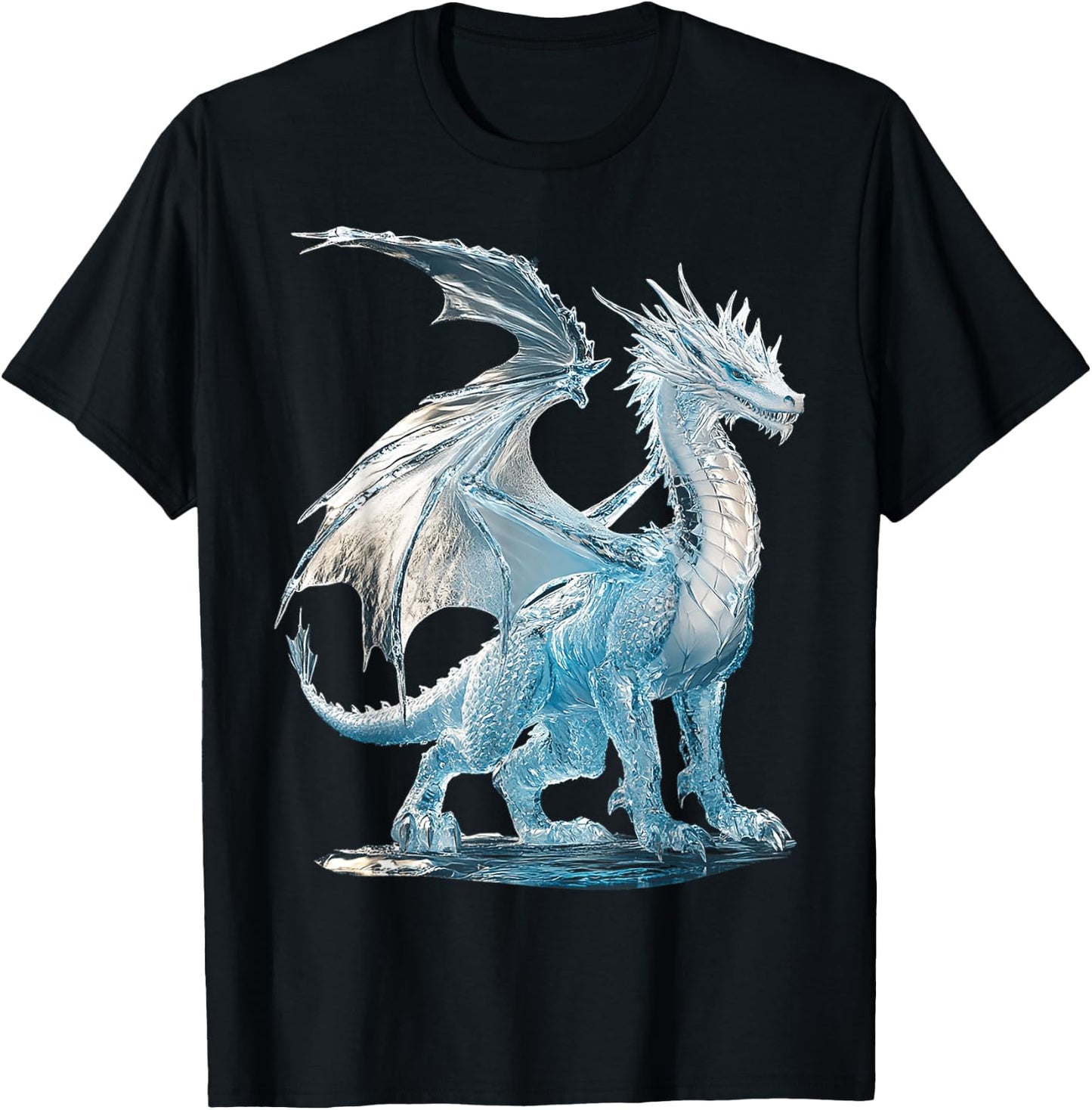 Ice Dragon Motif Mythical Art Ice Dragon T-Shirt - T-Shirt | Black