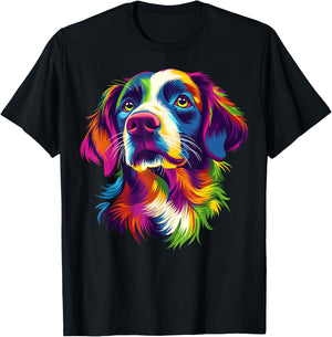 Colorful Brittany Spaniel Face Dog Lover Men Women Black T-Shirt - T-Shirt | Black