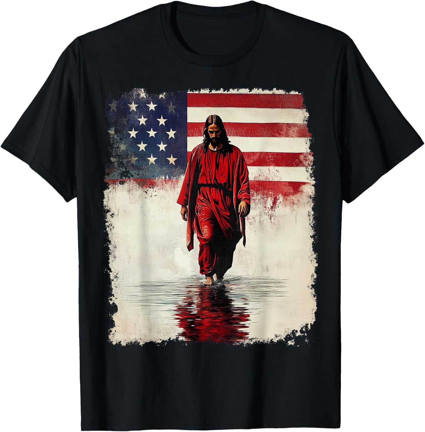 American Flag Jesus T-Shirt - T-Shirt | Black