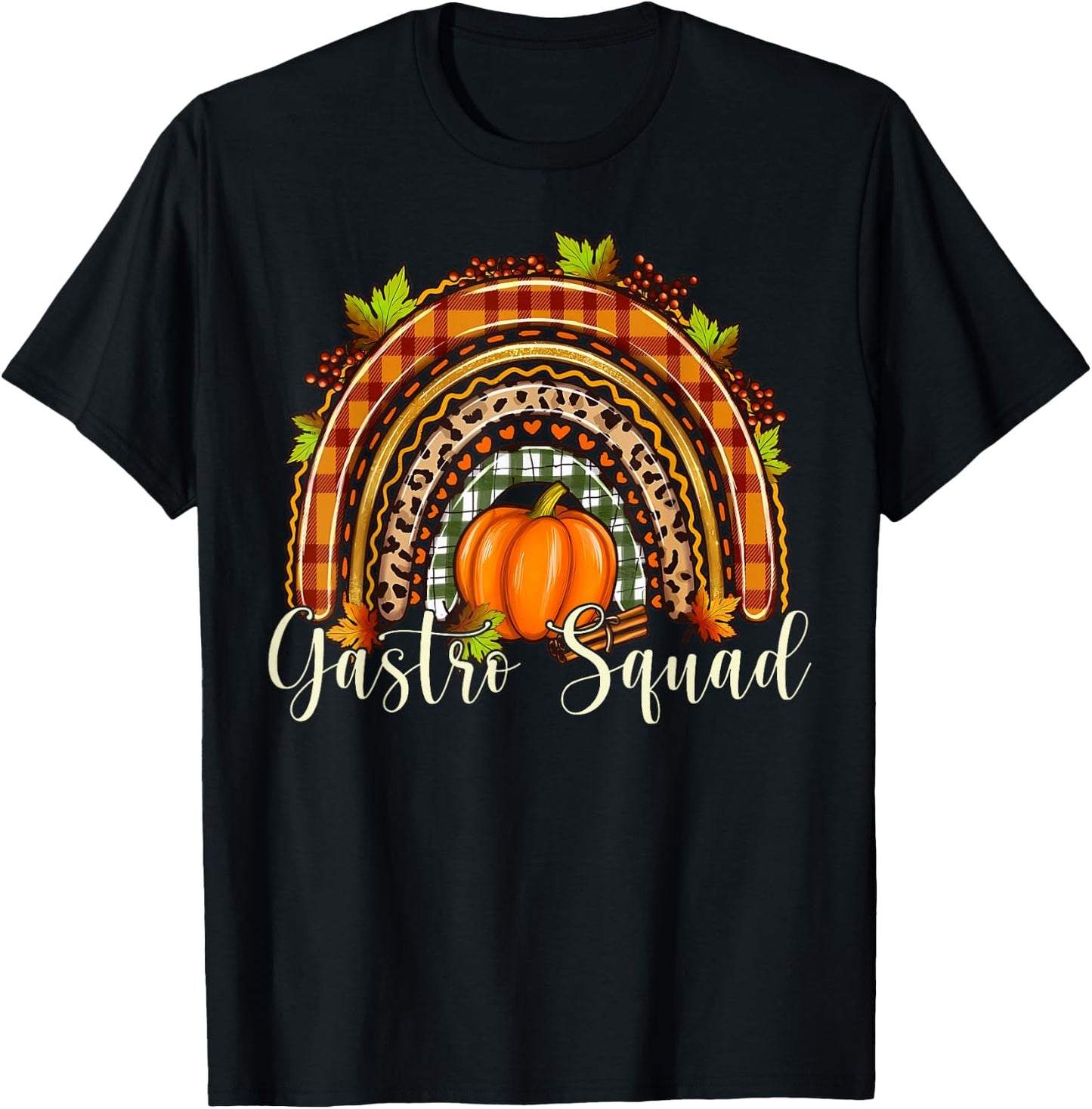 Gastro Squad Fall Rainbow Leopard Pumpkin Endoscopy Nurse T-Shirt - T-Shirt | Black