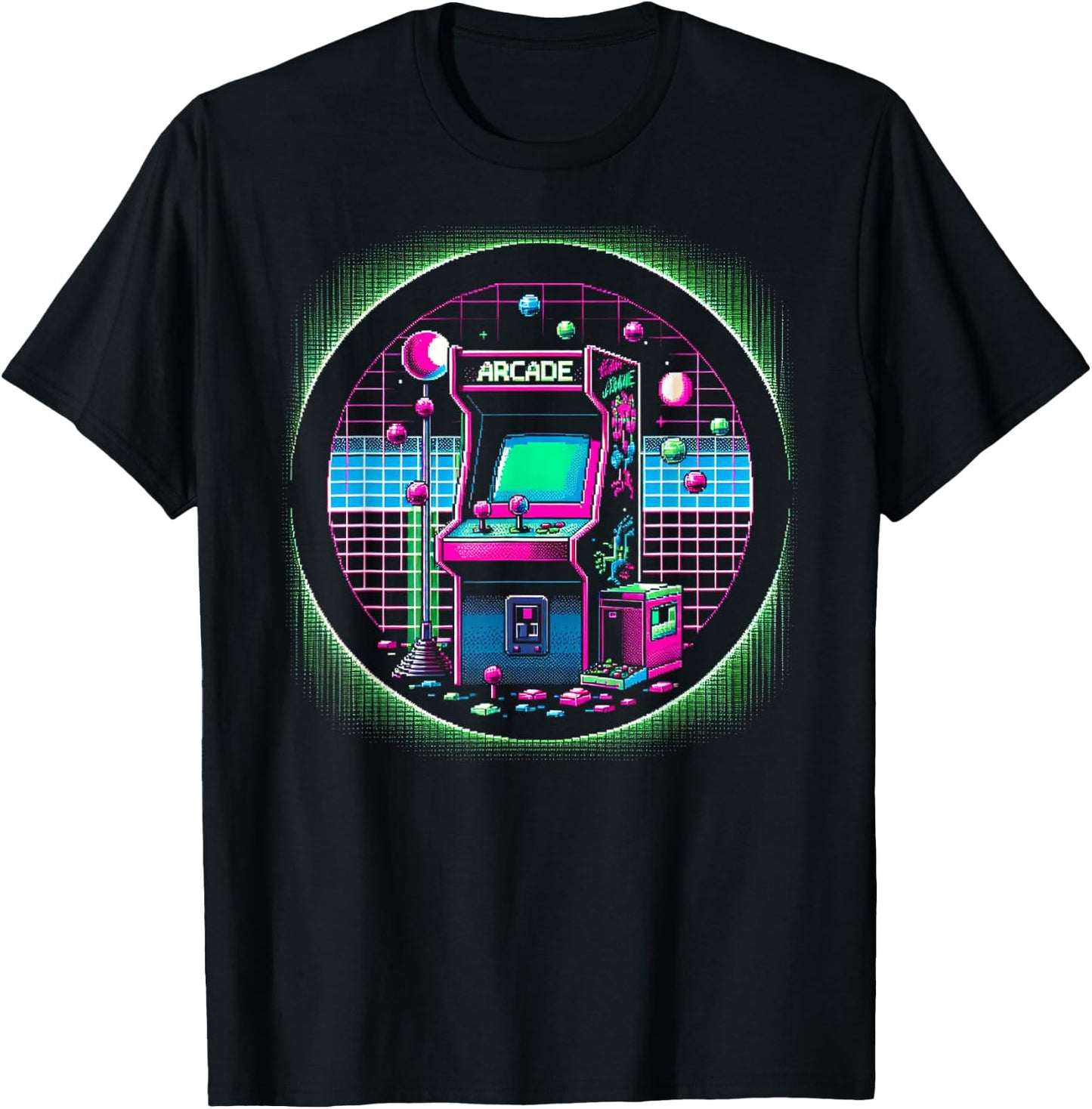 Classic 1980s Arcade Design T-Shirt - T-Shirt | Black