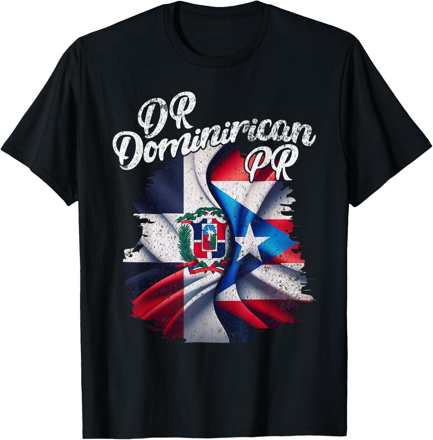 Dominirican DR Dominican Republic Puerto Rico PR Flag Pride T-Shirt - T-Shirt | Black
