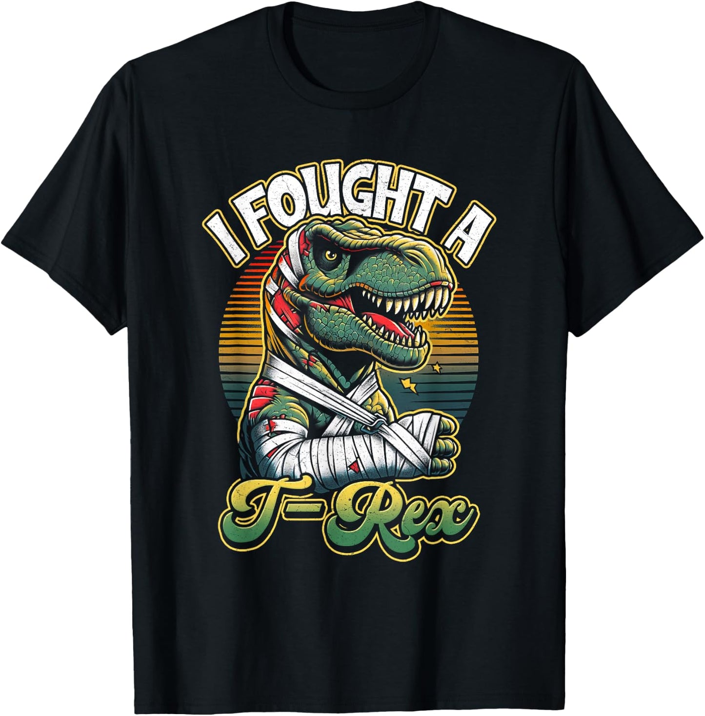 Broken Arm Recovery Kids Boys Dinosaur I Fought A T-rex T-Shirt - T-Shirt | Black