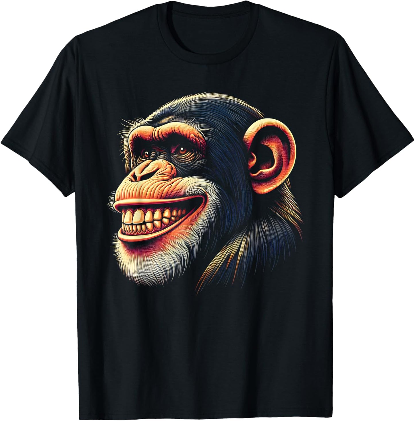 Smiling Chimpanzee Chimp Monkey Face T-Shirt - T-Shirt | Black