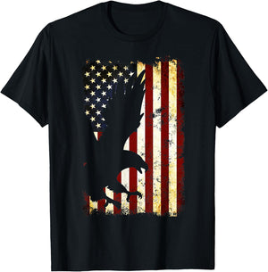 Eagle Silhouette American Flag 4th of July Men T-Shirt - T-Shirt | Black