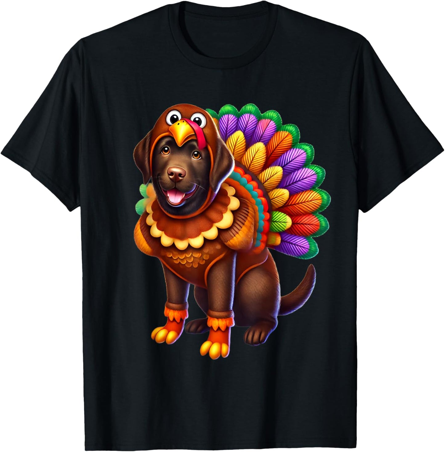 Chocolate Lab Turkey Funny Thanksgiving Animal Dog Canine Women Girls Kids T-Shirt - T-Shirt | Black