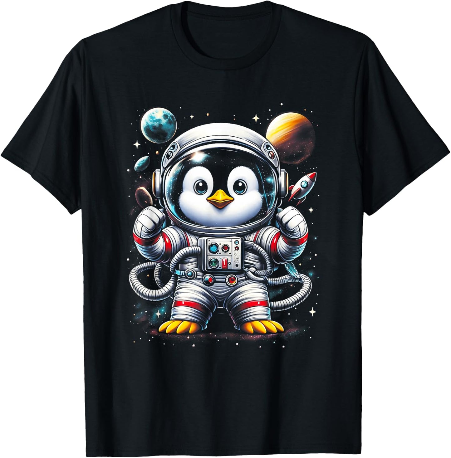 Penguin Astronaut Lover Space Art Space Galaxy Astrology T-Shirt - T-Shirt | Black