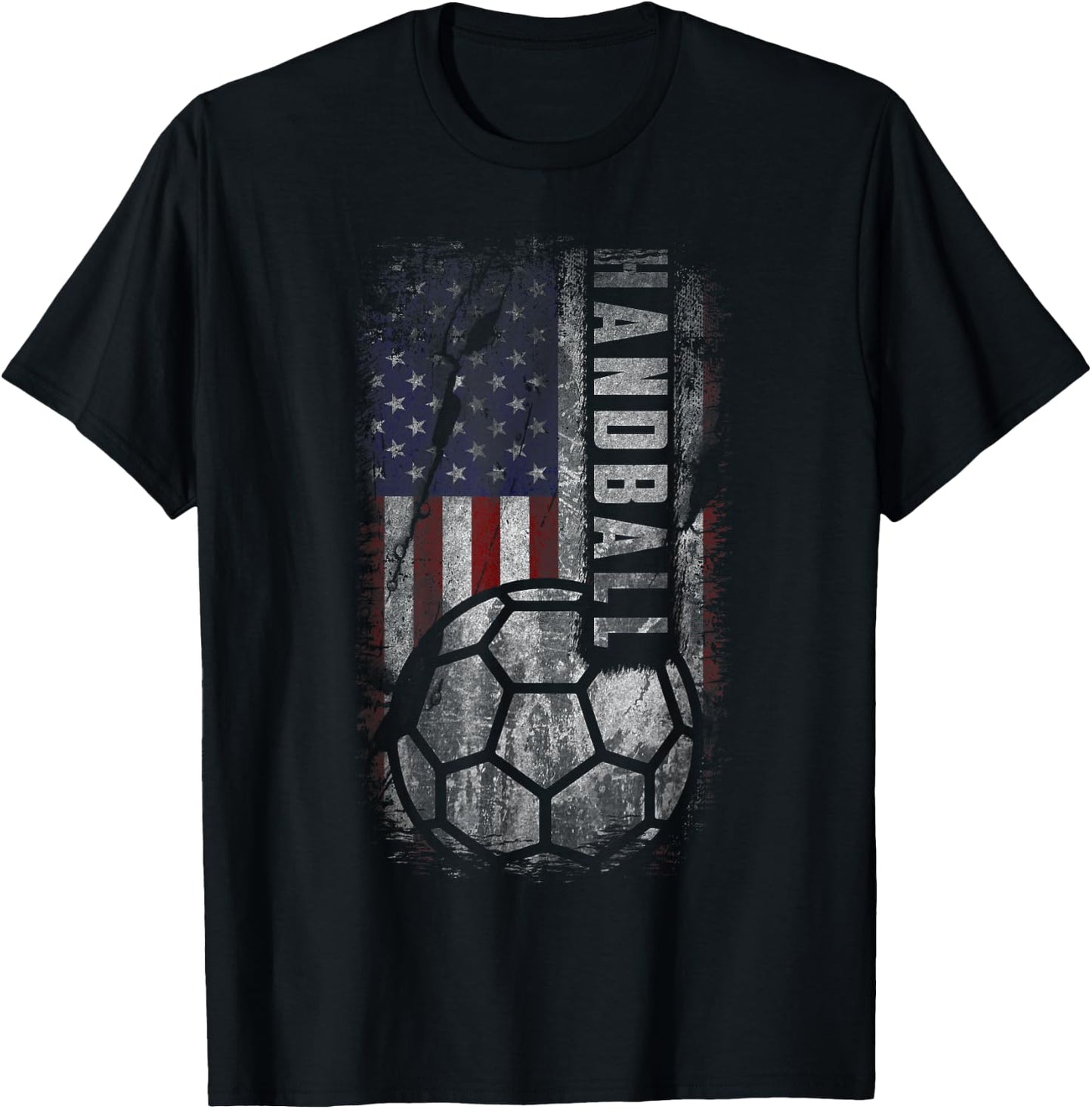 American Handball Patriot Grunge USA Distress Flag Gift T-Shirt - T-Shirt | Black