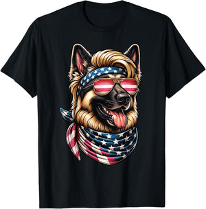 4th of July Patriotic Funny German Shepherd July 4th USA T-Shirt - T-Shirt | Black