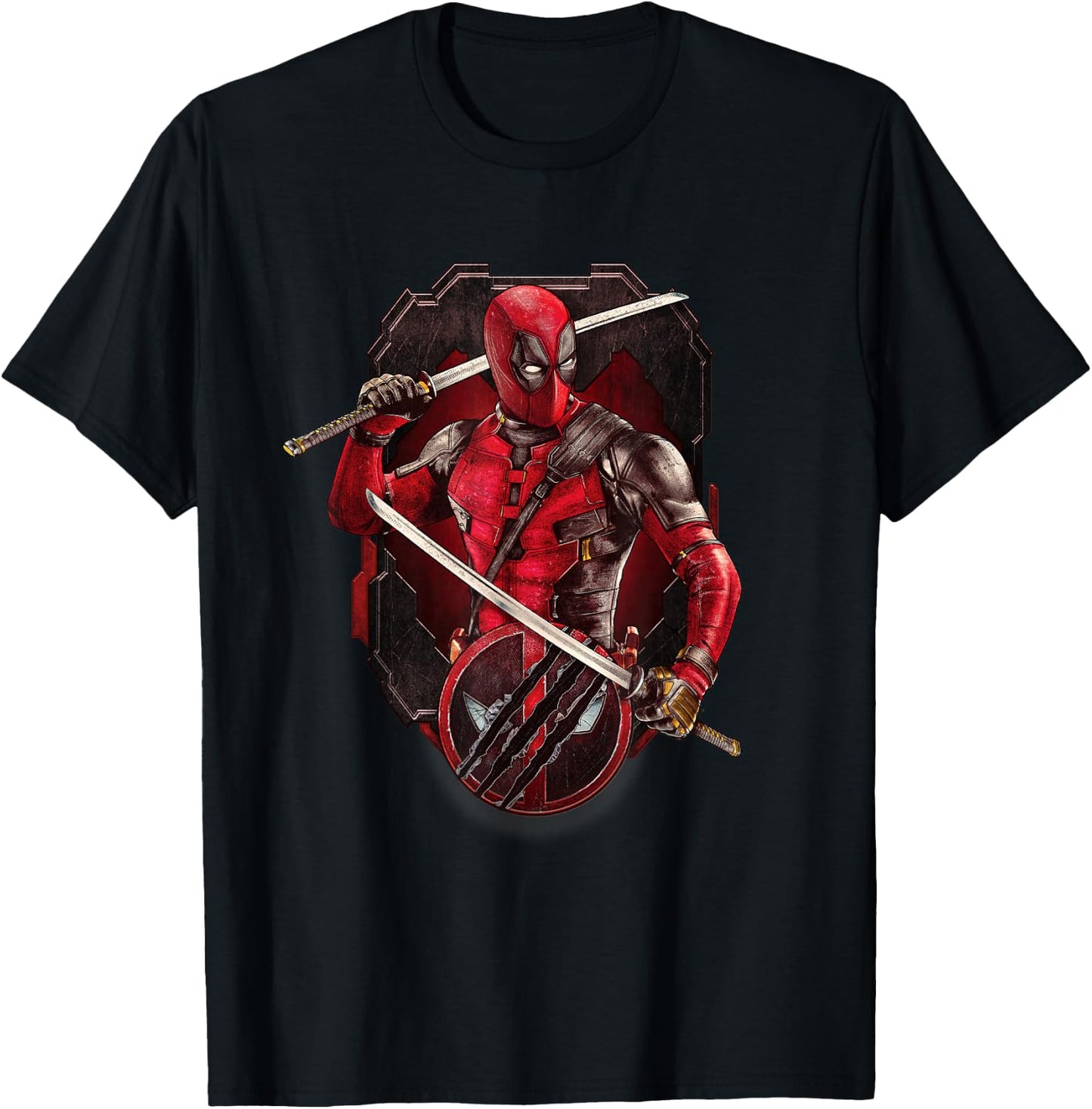Marvel Deadpool & Wolverine Double Katana Vignette Poster T-Shirt - T-Shirt | Black