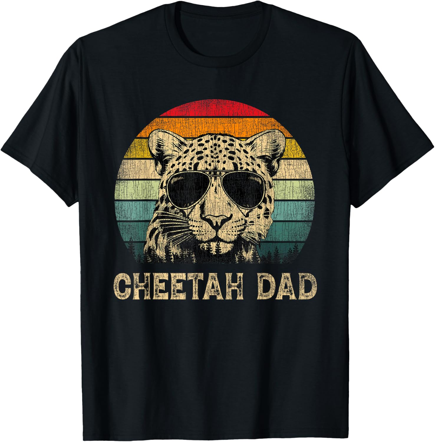 Vintage Cheetah Dad Cheetah Lovers Daddy Father's Day T-Shirt - T-Shirt | Black