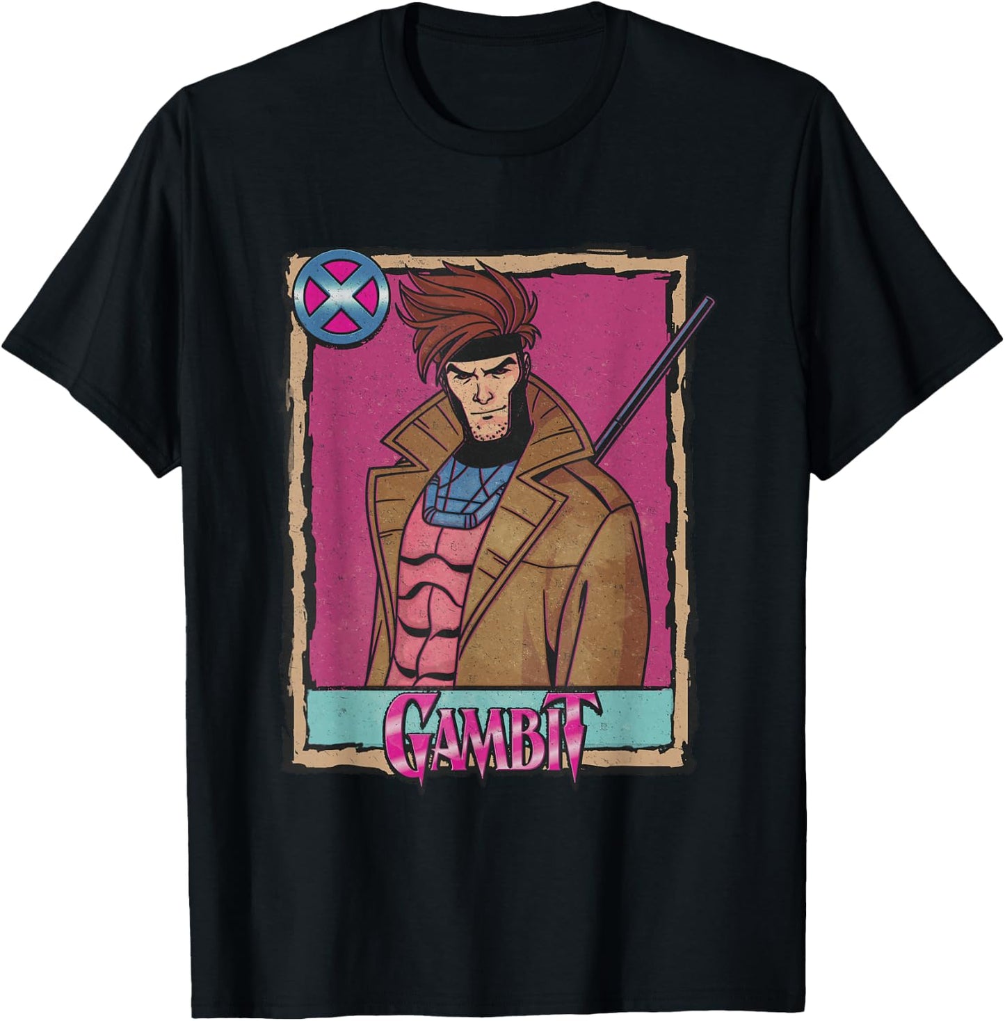Marvel X-Men Gambit Vintage Playing Card Portrait T-Shirt - T-Shirt | Black