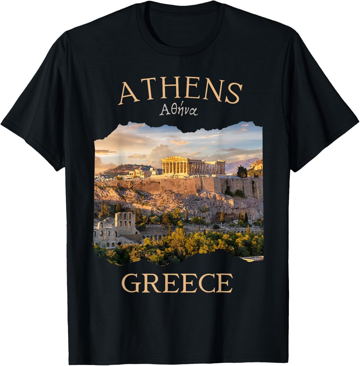 Athens Greece Acropolis and Parthenon Vacation Souvenir T-Shirt - T-Shirt | Black