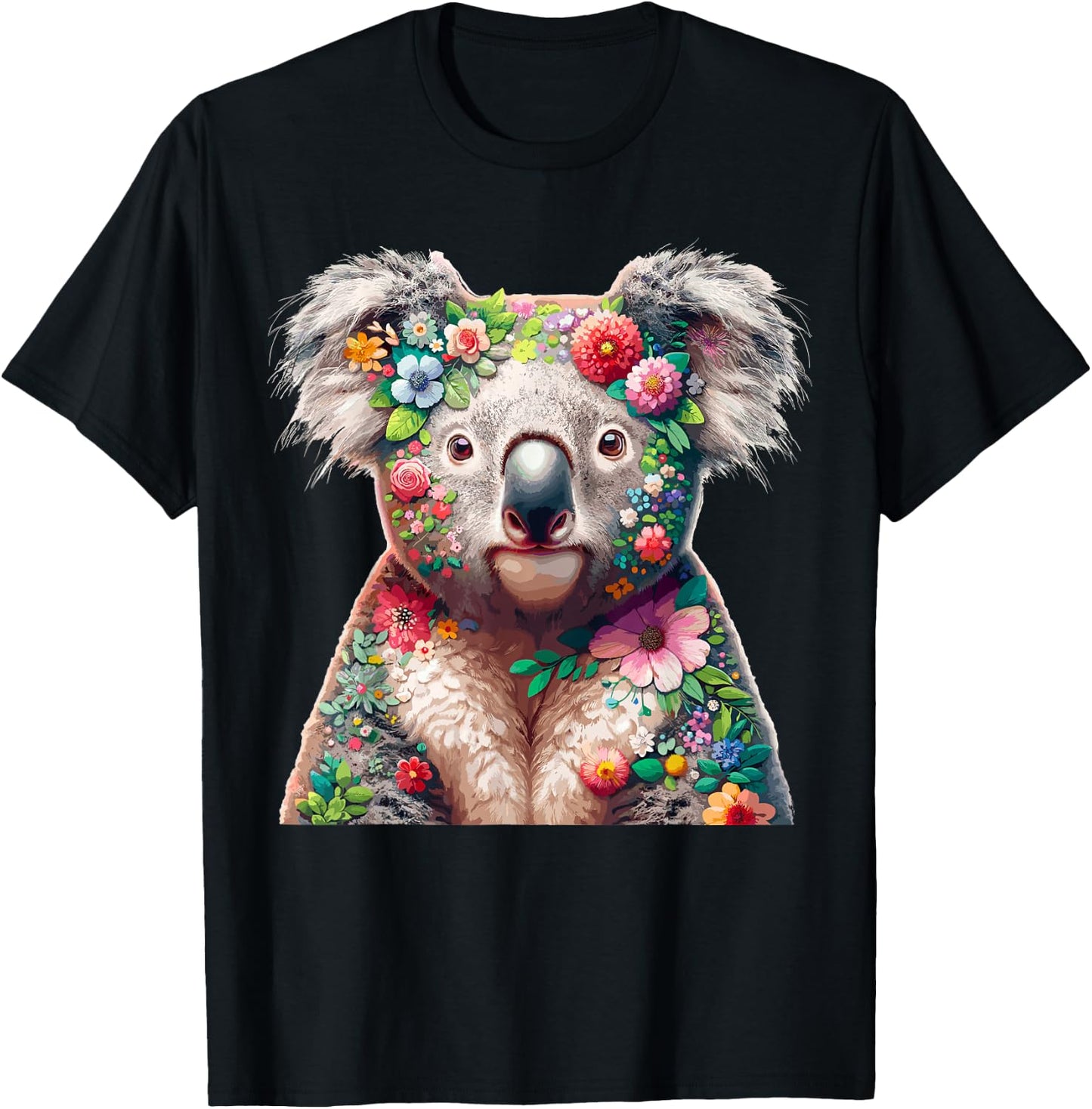 Floral Aesthetic Koala Bear Lover Stuff Australian Koala T-Shirt - T-Shirt | Black