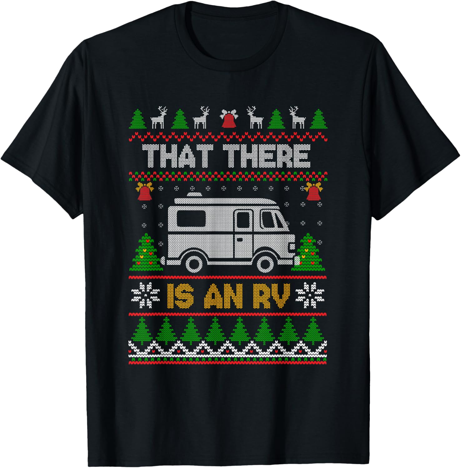 Funny Quote Camp Camper Xmas Tree Ornaments RV Camping Truck Ugly Christmas Family T-Shirt - T-Shirt | Black