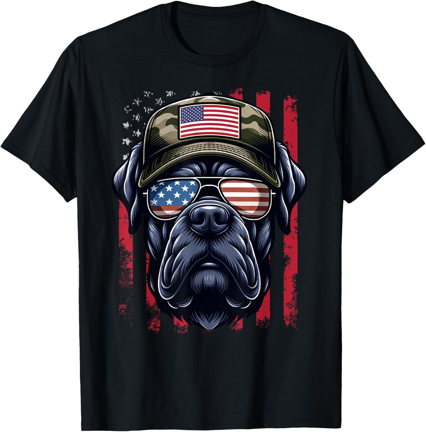 4th July Cane Corso USA Flag Dad Father America Men Boys T-Shirt - T-Shirt | Black