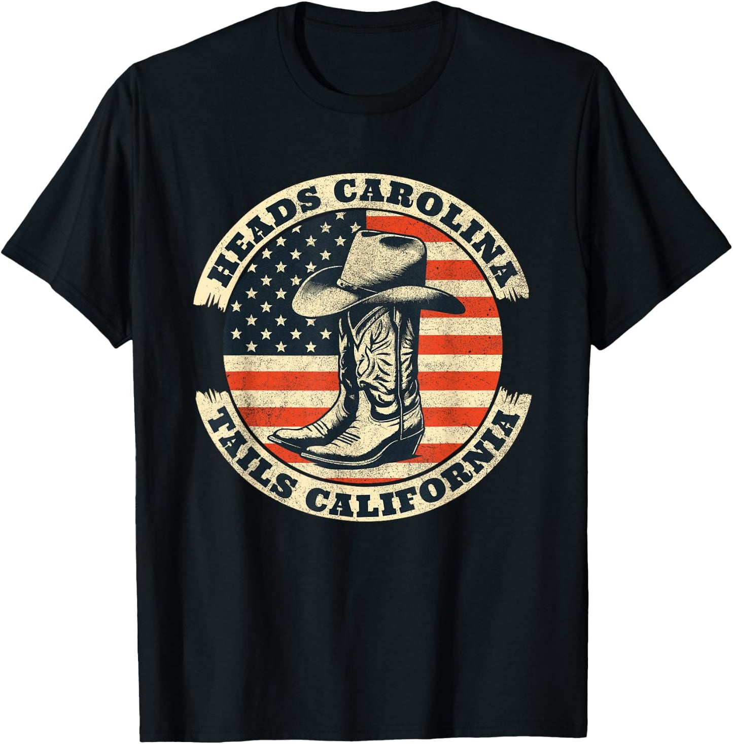 Heads Carolina Tail California Retro Vintage Country T-Shirt - T-Shirt | Black