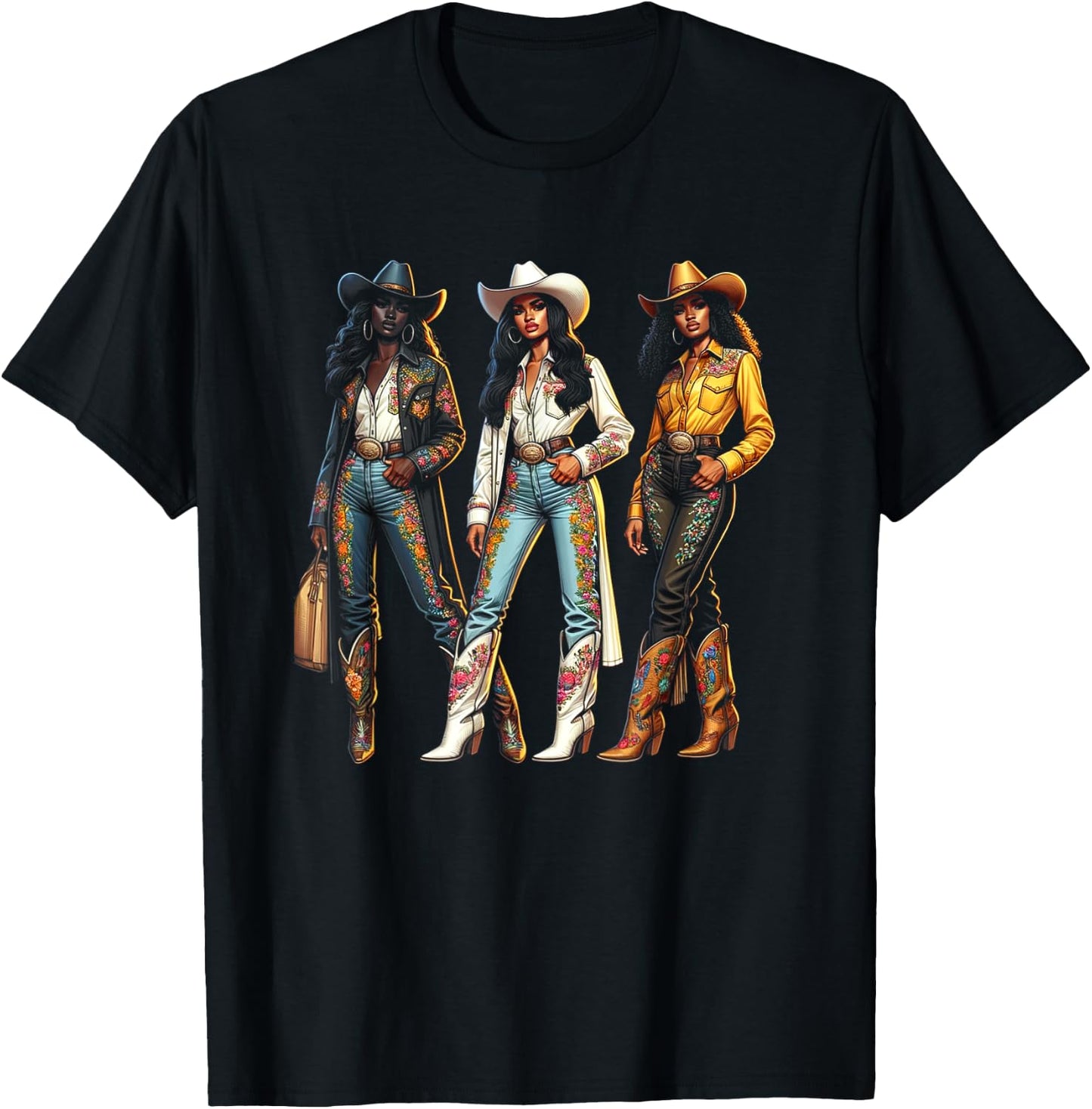 Black Cowgirl Western Rodeo Melanin Black History Texas T-Shirt - T-Shirt | Black