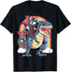 Ninja Unicorn Riding Dinosaur T rex Funny Men Women Rainbow T-Shirt - T-Shirt | Black