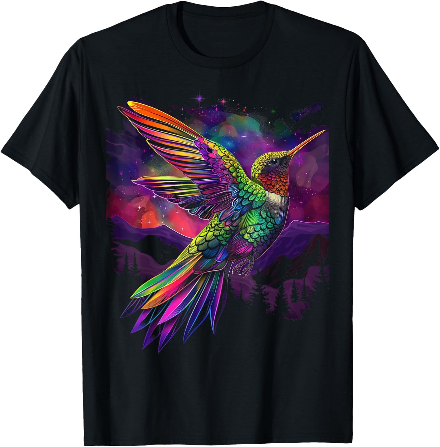 Hummingbird Bird Popart T-Shirt - T-Shirt | Black