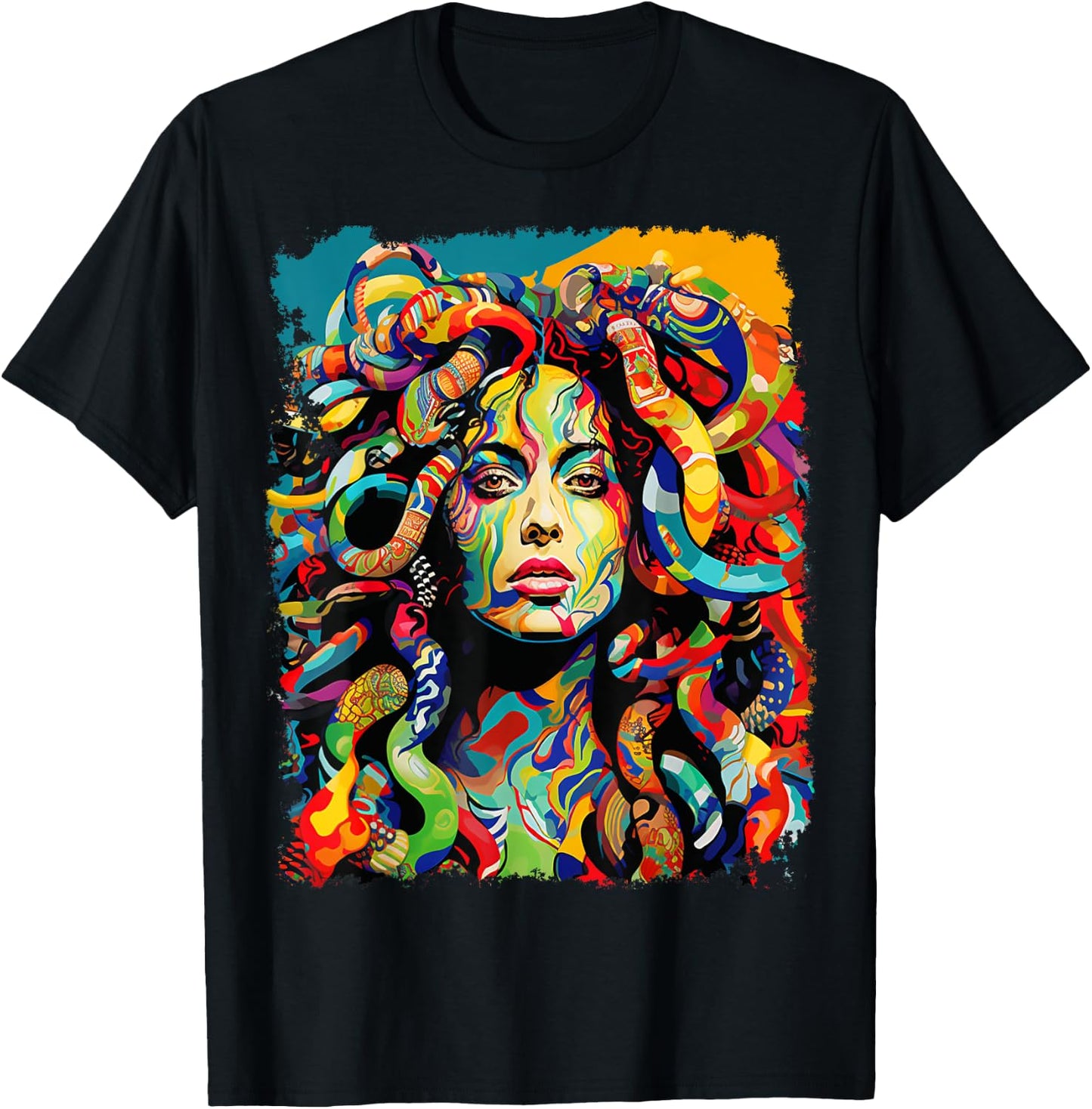 MythoThreads Women's Medusa Graphic - Black, Short Sleeve, Regular Fit, Small T-Shirt - T-Shirt | Black